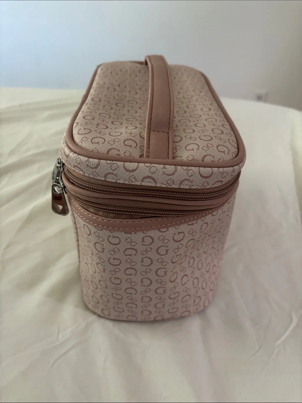GUESS Blush Pink Monogram Cosmetic Case